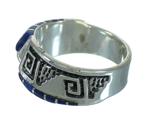 Southwest Authentic Sterling Silver Lapis Water Wave Ring Size 7-1/4 QX81623